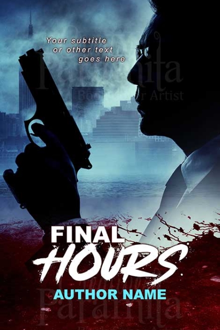 Man holding gun blood thriller book cover