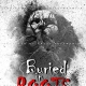 Premade book cover titled "Buried in Roots" featuring a haunting grayscale image of a woman’s face entangled in dark tree roots, with bold red text and splatter textures, evoking themes of horror, entrapment, and ancient curses.
