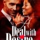 Romantic book cover showing a stylish couple in an intimate pose against a deep red background, with elegant typography reading ‘A Deal with Desire.